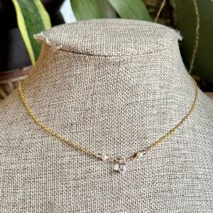 Dainty Quartz Pearl & Aquamarine Necklace